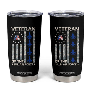 Veteran Of The US Air Force Tumbler Cup Vintage Camo USA Flag Veterans TS10 Black Print Your Wear