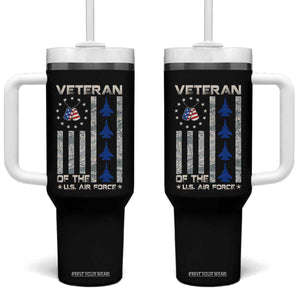 Veteran Of The US Air Force Tumbler With Handle Vintage Camo USA Flag Veterans TS10 One Size: 40 oz Black Print Your Wear
