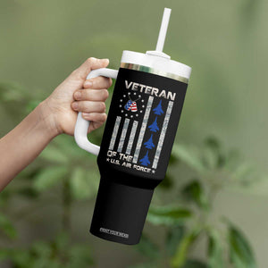 Veteran Of The US Air Force Tumbler With Handle Vintage Camo USA Flag Veterans TS10 Print Your Wear