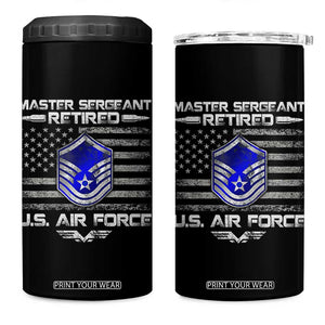 Retired Master Sergeant Of The Air Force Veteran 4 in 1 Can Cooler Tumbler Vintage USA Flag Veterans TS10 One Size: 16 oz Black Print Your Wear