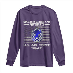Retired Master Sergeant Of The Air Force Veteran Long Sleeve Shirt Vintage USA Flag Veterans TS10 Purple Print Your Wear