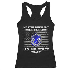 Retired Master Sergeant Of The Air Force Veteran Racerback Tank Top Vintage USA Flag Veterans TS10 Black Print Your Wear