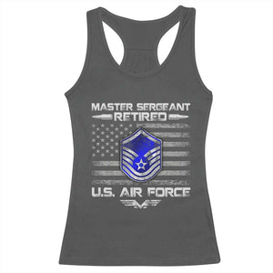 Retired Master Sergeant Of The Air Force Veteran Racerback Tank Top Vintage USA Flag Veterans TS10 Dark Heather Print Your Wear