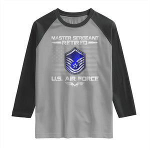 Retired Master Sergeant Of The Air Force Veteran Raglan Shirt Vintage USA Flag Veterans TS10 Sport Gray Black Print Your Wear