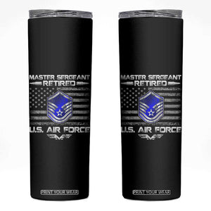 Retired Master Sergeant Of The Air Force Veteran Skinny Tumbler Vintage USA Flag Veterans TS10 Black Print Your Wear