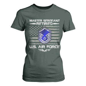 Retired Master Sergeant Of The Air Force Veteran T Shirt For Women Vintage USA Flag Veterans TS10 Dark Forest Green Print Your Wear