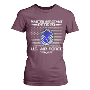 Retired Master Sergeant Of The Air Force Veteran T Shirt For Women Vintage USA Flag Veterans TS10 Maroon Print Your Wear