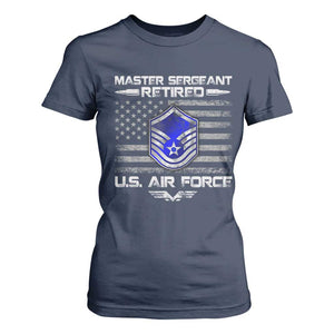 Retired Master Sergeant Of The Air Force Veteran T Shirt For Women Vintage USA Flag Veterans TS10 Navy Print Your Wear