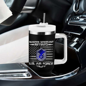 Retired Master Sergeant Of The Air Force Veteran Tumbler With Handle Vintage USA Flag Veterans TS10 Print Your Wear