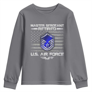 Retired Master Sergeant Of The Air Force Veteran Youth Sweatshirt Vintage USA Flag Veterans TS10 Charcoal Print Your Wear