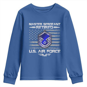 Retired Master Sergeant Of The Air Force Veteran Youth Sweatshirt Vintage USA Flag Veterans TS10 Royal Blue Print Your Wear