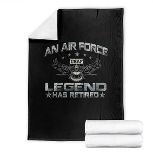 An Air Force Legend Has Retired Throw Blanket Vintage Camo US Veteran TS10 Black Print Your Wear
