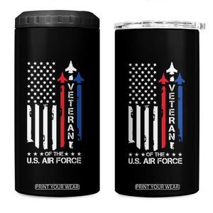 Air Force Veteran 4 in 1 Can Cooler Tumbler Vintage US Flag TS10 One Size: 16 oz Black Print Your Wear