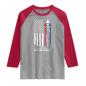 Air Force Veteran Raglan Shirt Vintage US Flag TS10 Sport Gray Red Print Your Wear