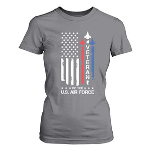 Air Force Veteran T Shirt For Women Vintage US Flag TS10 Charcoal Print Your Wear
