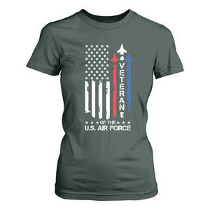 Air Force Veteran T Shirt For Women Vintage US Flag TS10 Dark Forest Green Print Your Wear