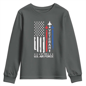 Air Force Veteran Youth Sweatshirt Vintage US Flag TS10 Dark Heather Print Your Wear