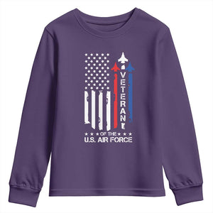 Air Force Veteran Youth Sweatshirt Vintage US Flag TS10 Purple Print Your Wear