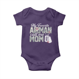 Proud Air Force Family Baby Onesie My Favorite Airman Calls Me Mom TS10 Purple Print Your Wear