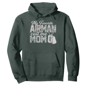 Proud Air Force Family Hoodie My Favorite Airman Calls Me Mom TS10 Dark Forest Green Print Your Wear