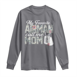 Proud Air Force Family Long Sleeve Shirt My Favorite Airman Calls Me Mom TS10 Charcoal Print Your Wear