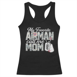 Proud Air Force Family Racerback Tank Top My Favorite Airman Calls Me Mom TS10 Black Print Your Wear