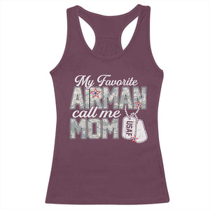 Proud Air Force Family Racerback Tank Top My Favorite Airman Calls Me Mom TS10 Maroon Print Your Wear