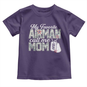 Proud Air Force Family Toddler T Shirt My Favorite Airman Calls Me Mom TS10 Purple Print Your Wear