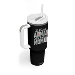 Proud Air Force Family Tumbler With Handle My Favorite Airman Calls Me Mom TS10 Print Your Wear