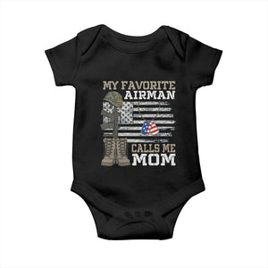 Proud Air Force Mom Baby Onesie My Favorite Airman Military Family Camo US Flag TS10 Black Print Your Wear