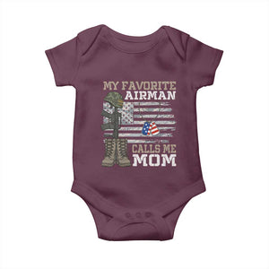 Proud Air Force Mom Baby Onesie My Favorite Airman Military Family Camo US Flag TS10 Maroon Print Your Wear