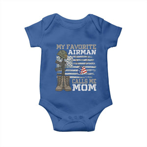 Proud Air Force Mom Baby Onesie My Favorite Airman Military Family Camo US Flag TS10 Royal Blue Print Your Wear