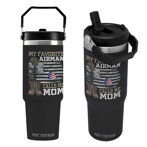 Proud Air Force Mom Flip Straw Tumbler My Favorite Airman Military Family Camo US Flag TS10 One Size: 30 oz Black Print Your Wear