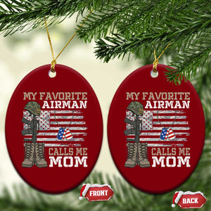 Proud Air Force Mom Ceramic Ornament My Favorite Airman Military Family Camo US Flag TS10 Print Your Wear
