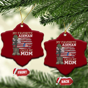 Proud Air Force Mom Ceramic Ornament My Favorite Airman Military Family Camo US Flag TS10 Print Your Wear