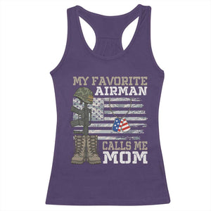 Proud Air Force Mom Racerback Tank Top My Favorite Airman Military Family Camo US Flag TS10 Purple Print Your Wear