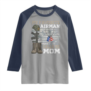 Proud Air Force Mom Raglan Shirt My Favorite Airman Military Family Camo US Flag TS10 Sport Gray Navy Print Your Wear
