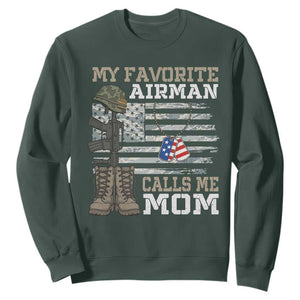 Proud Air Force Mom Sweatshirt My Favorite Airman Military Family Camo US Flag TS10 Dark Forest Green Print Your Wear