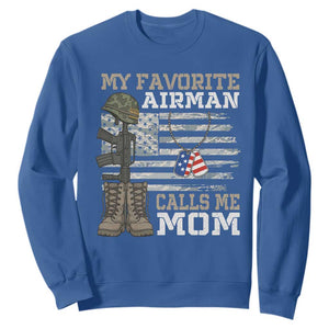 Proud Air Force Mom Sweatshirt My Favorite Airman Military Family Camo US Flag TS10 Royal Blue Print Your Wear