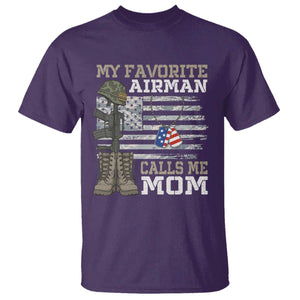 Proud Air Force Mom T Shirt My Favorite Airman Military Family Camo US Flag TS10 Purple Print Your Wear
