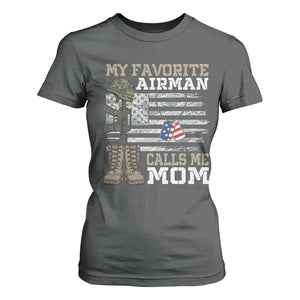 Proud Air Force Mom T Shirt For Women My Favorite Airman Military Family Camo US Flag TS10 Dark Heather Print Your Wear