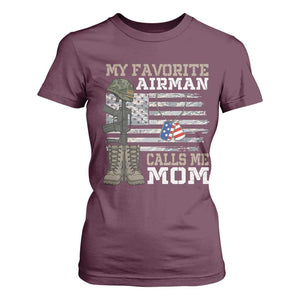 Proud Air Force Mom T Shirt For Women My Favorite Airman Military Family Camo US Flag TS10 Maroon Print Your Wear