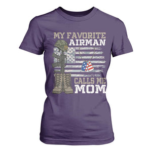 Proud Air Force Mom T Shirt For Women My Favorite Airman Military Family Camo US Flag TS10 Purple Print Your Wear