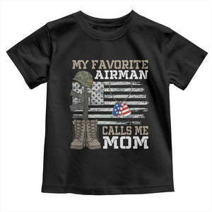 Proud Air Force Mom Toddler T Shirt My Favorite Airman Military Family Camo US Flag TS10 Black Print Your Wear