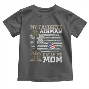 Proud Air Force Mom Toddler T Shirt My Favorite Airman Military Family Camo US Flag TS10 Dark Heather Print Your Wear