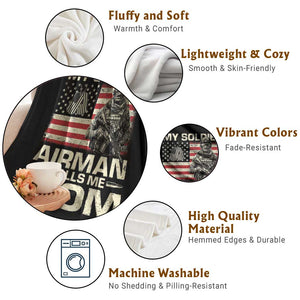 Proud Air Force Mom Throw Blanket My Soldier Airman Calls Me Mom US Flag TS10 Print Your Wear