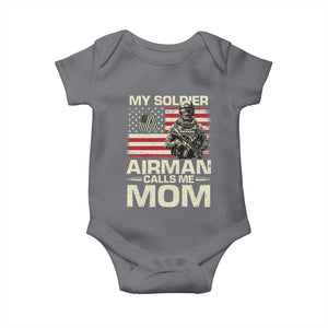Proud Air Force Mom Baby Onesie My Soldier Airman Calls Me Mom US Flag TS10 Charcoal Print Your Wear