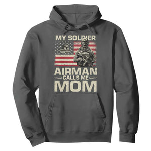 Proud Air Force Mom Hoodie My Soldier Airman Calls Me Mom US Flag TS10 Dark Heather Print Your Wear