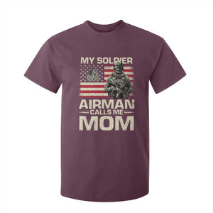 Proud Air Force Mom T Shirt For Kid My Soldier Airman Calls Me Mom US Flag TS10 Maroon Print Your Wear