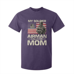 Proud Air Force Mom T Shirt For Kid My Soldier Airman Calls Me Mom US Flag TS10 Purple Print Your Wear